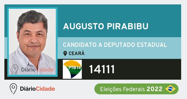 Foto de Augusto Pirabibu 14111, candidato a deputado estadual do Ceará