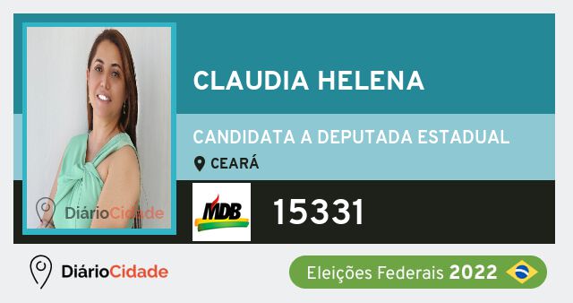 Foto de Claudia Helena 15331, candidato a deputado estadual do Ceará