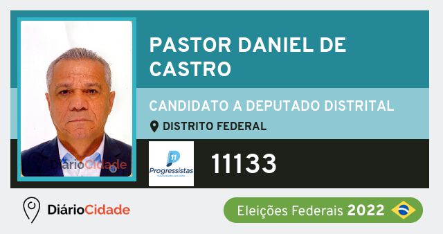 Foto de Pastor Daniel de Castro 11133, candidato a deputado distrital do Distrito Federal