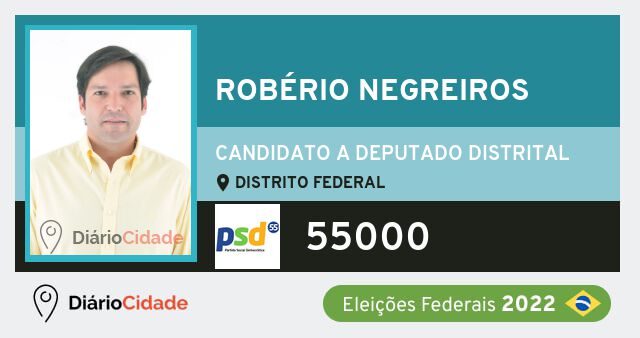 Foto de Robério Negreiros 55000, candidato a deputado distrital do Distrito Federal