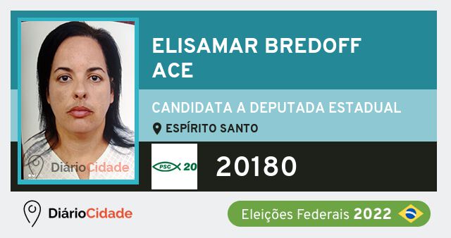 Foto de Elisamar Bredoff Ace 20180, candidato a deputado estadual do Espírito Santo