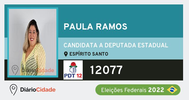 Foto de Paula Ramos 12077, candidato a deputado estadual do Espírito Santo