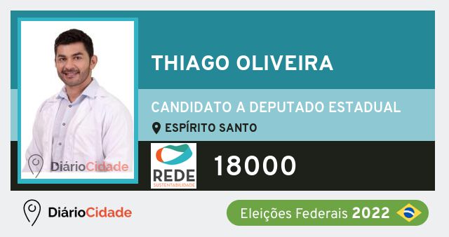 Foto de Thiago Oliveira 18000, candidato a deputado estadual do Espírito Santo