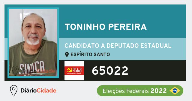 Foto de Toninho Pereira 65022, candidato a deputado estadual do Espírito Santo