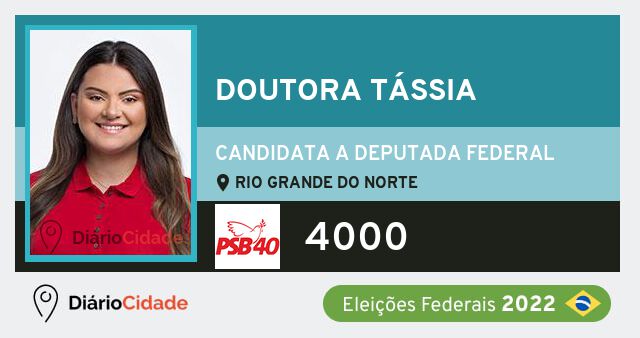 Foto de Doutora Tássia 4000, candidato a deputado federal do Rio Grande do Norte