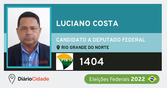 Foto de Luciano Costa 1404, candidato a deputado federal do Rio Grande do Norte
