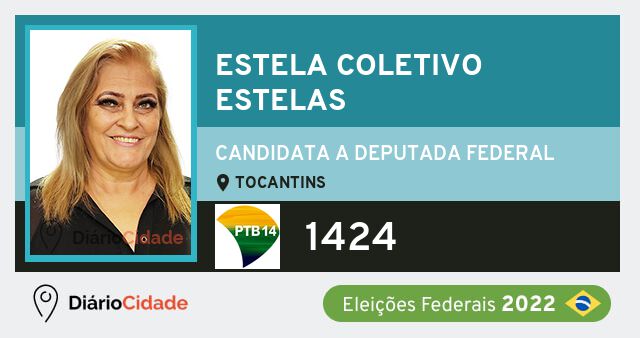 Foto de Estela Coletivo Estelas 1424, candidato a deputado federal do Tocantins