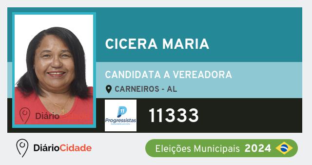 Santinho de Cicera Maria ( 11333 ), candidato a Vereador em Carneiros - AL, nas Eleições 2024