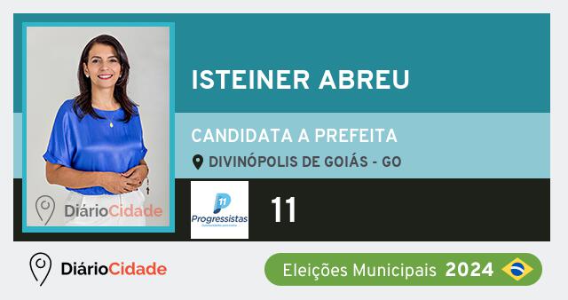 Santinho de Isteiner Abreu ( 11 ), candidato a Prefeito em Divinópolis de Goiás - GO, nas Eleições 2024