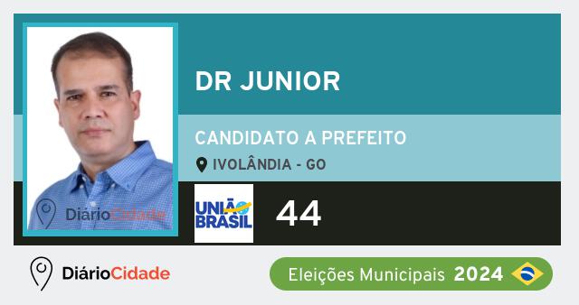 Santinho de Dr Junior ( 44 ), candidato a Prefeito em Ivolândia - GO, nas Eleições 2024