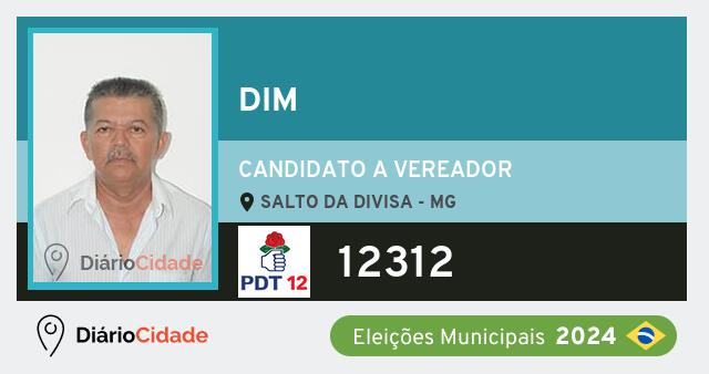 Santinho de Dim ( 12312 ), candidato a Vereador em Salto da Divisa - MG, nas Eleições 2024