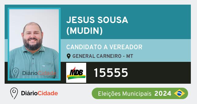 Santinho de Jesus Sousa (Mudin) ( 15555 ), candidato a Vereador em General Carneiro - MT, nas Eleições 2024