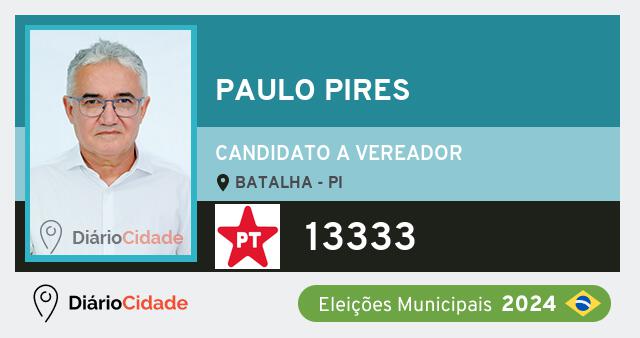 Santinho de Paulo Pires ( 13333 ), candidato a Vereador em Batalha - PI, nas Eleições 2024