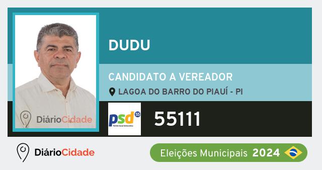 Santinho de Dudu ( 55111 ), candidato a Vereador em Lagoa do Barro do Piauí - PI, nas Eleições 2024