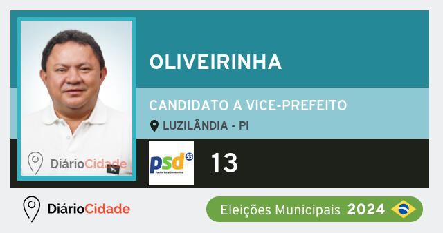 Santinho de Oliveirinha ( 13 ), candidato a Vice-Prefeito em Luzilândia - PI, nas Eleições 2024