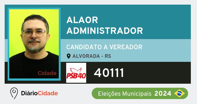 Santinho de Alaor Administrador ( 40111 ), candidato a Vereador em Alvorada - RS, nas Eleições 2024