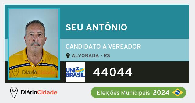 Santinho de Seu Antônio ( 44044 ), candidato a Vereador em Alvorada - RS, nas Eleições 2024