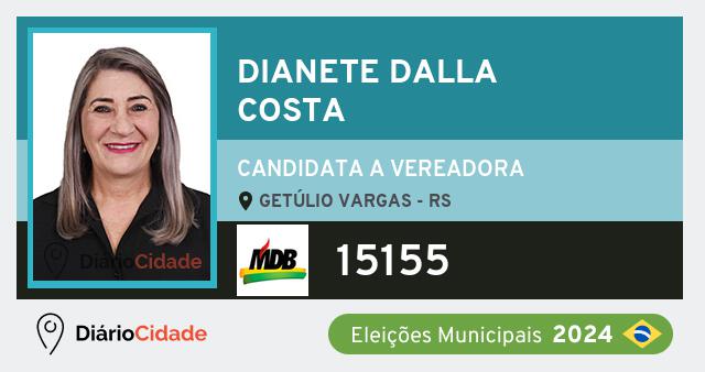 Santinho de Dianete dalla Costa ( 15155 ), candidato a Vereador em Getúlio Vargas - RS, nas Eleições 2024