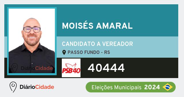 Santinho de Moisés Amaral ( 40444 ), candidato a Vereador em Passo Fundo - RS, nas Eleições 2024