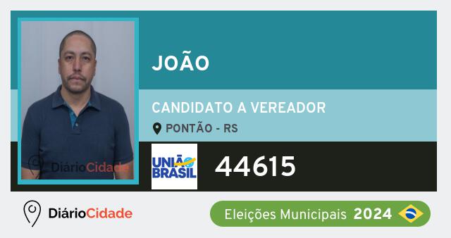 Santinho de João ( 44615 ), candidato a Vereador em Pontão - RS, nas Eleições 2024