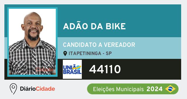 Santinho de Adão da Bike ( 44110 ), candidato a Vereador em Itapetininga - SP, nas Eleições 2024
