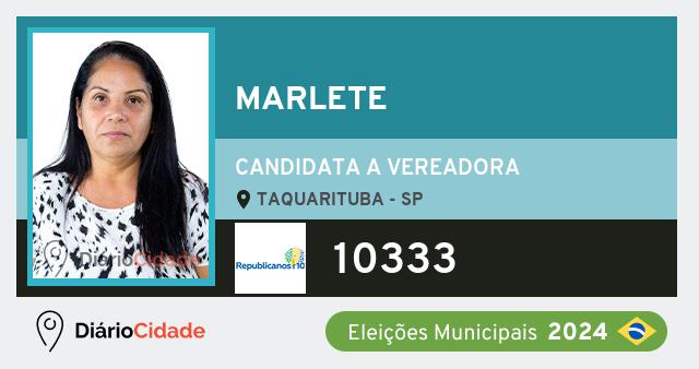 Santinho de Marlete ( 10333 ), candidato a Vereador em Taquarituba - SP, nas Eleições 2024