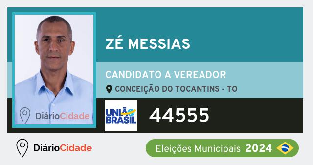 Santinho de Zé Messias ( 44555 ), candidato a Vereador em Conceição do Tocantins - TO, nas Eleições 2024